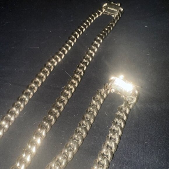 💎 BrilloMIAMI 14K Gold-Plated Cuban Link Chain & Bracelet Set - Picture 1 of 11